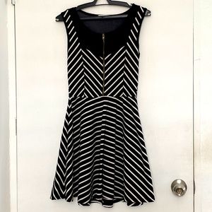 Amber blue black and white stripe dress